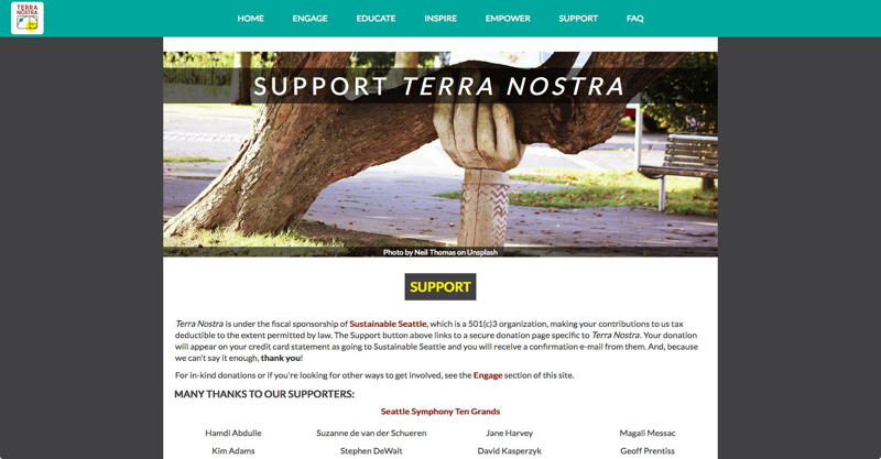 A screenshot of the Terra Nostra website